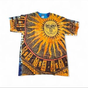 BOOTLEG Liquid Blue Vintage 90s T-Shirt Sun and Moon Double-Sided L